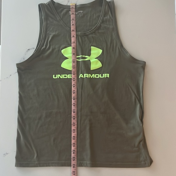Under Armour Green Tank Top with Neon Logo Large Loose Fit - Picture 7 of 8